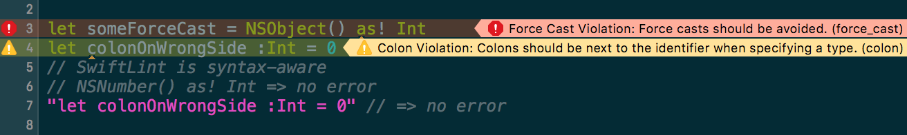 Warnings and Errors in Xcode Editor