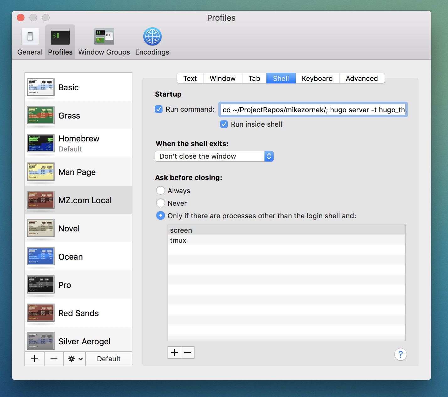 Terminal Preferences