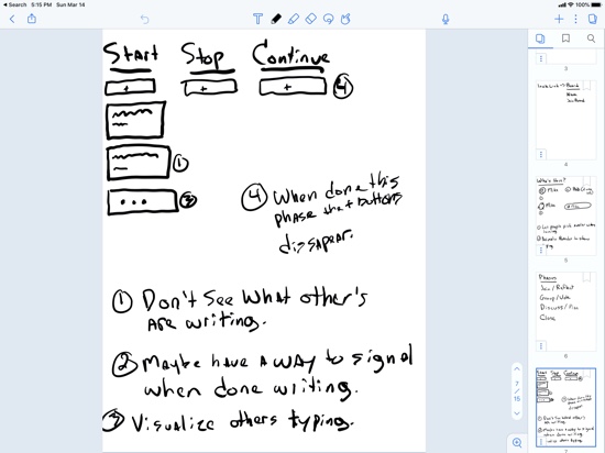 Sample of some early discovery sketching and interface breadboarding.