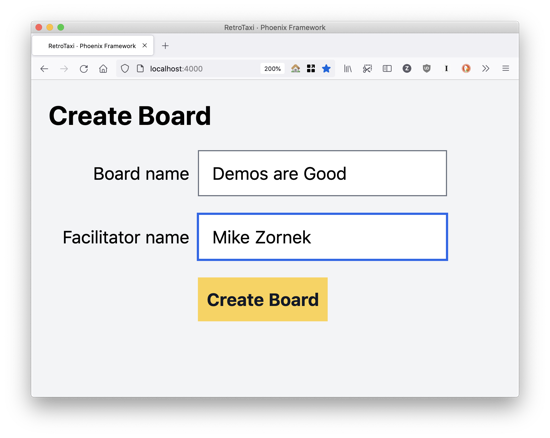 Create new board form.