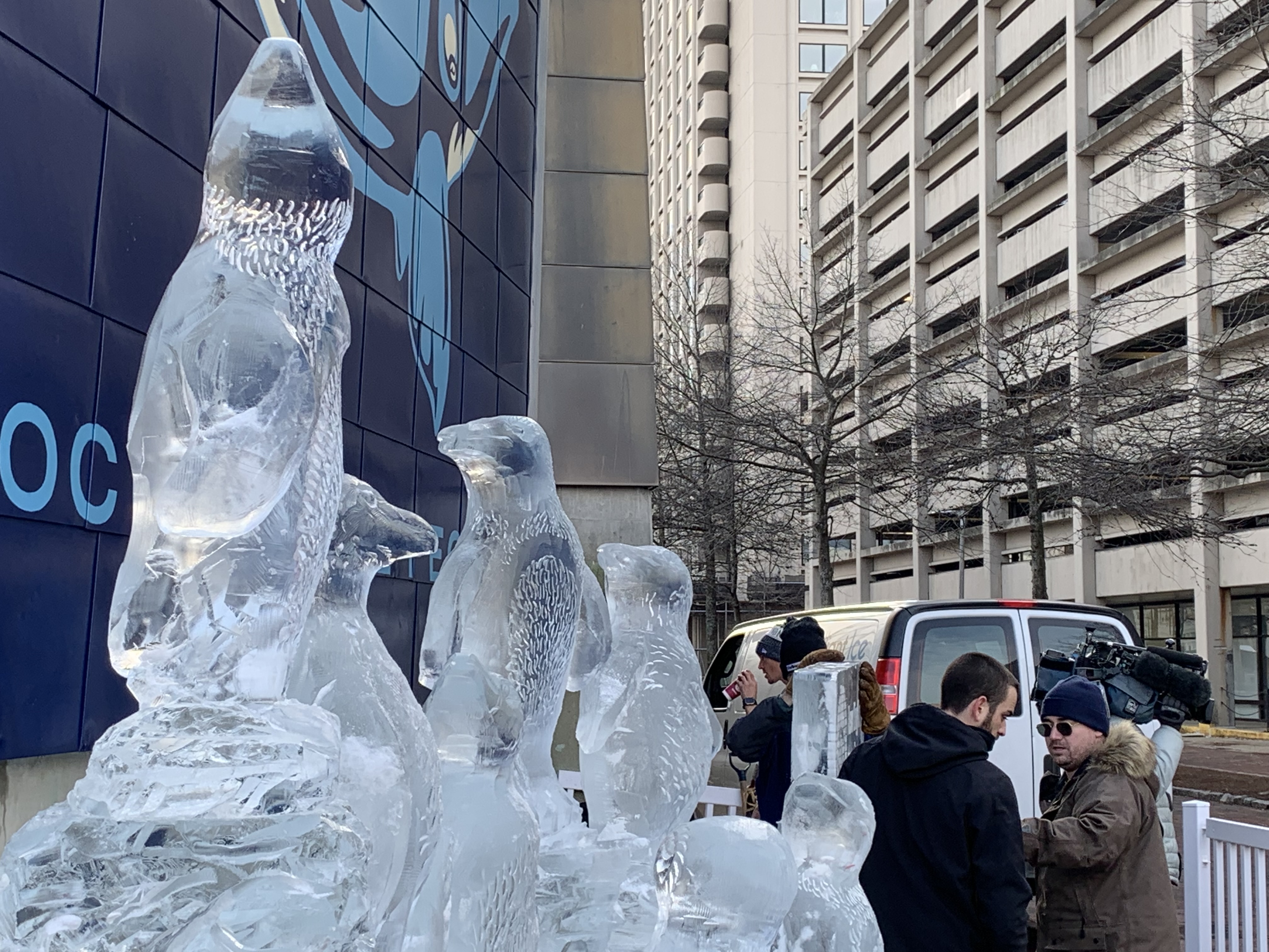 penguin ice sculpture